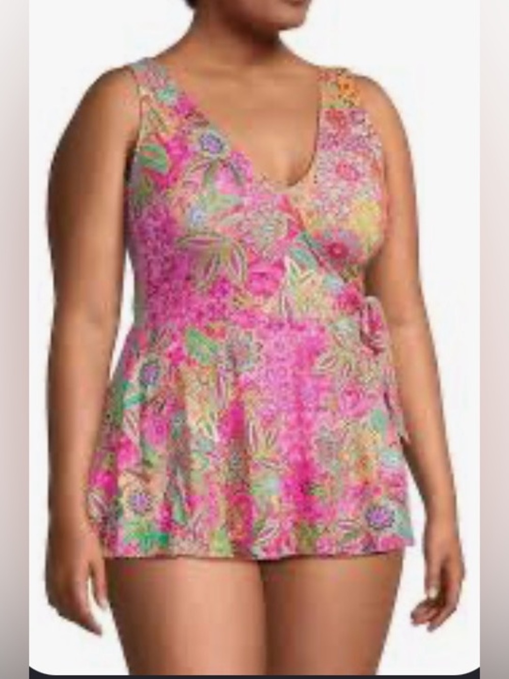 Johnny Was Pink Floral Paisley One-Piece with Tie Waist FLAMINGO WRAP SKIRTED